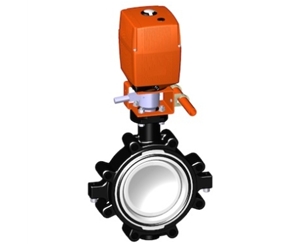 電動蝶閥，24V 帶手動手柄、+GF+電動蝶閥 電動塑料蝶閥